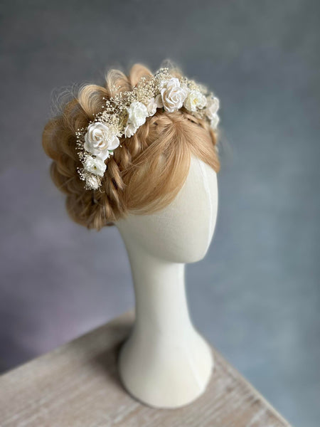 Ivory flower headband with roses