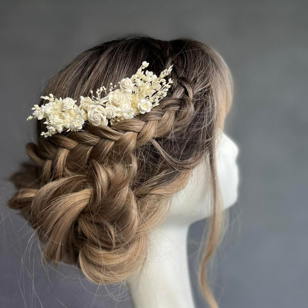 Ivory bridal flower comb