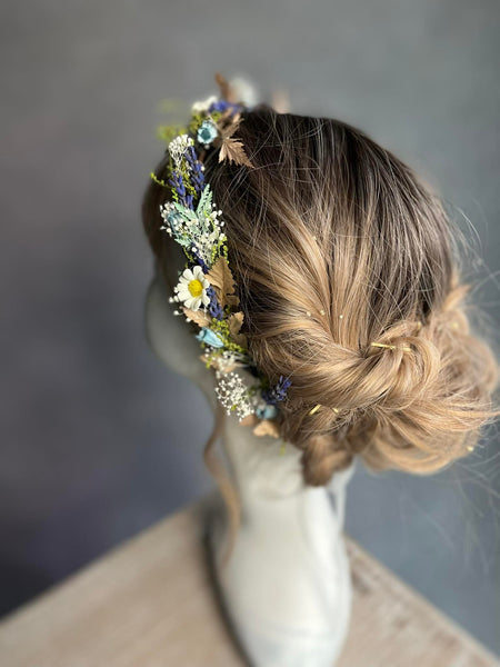 Daisy and bluebell flower crown