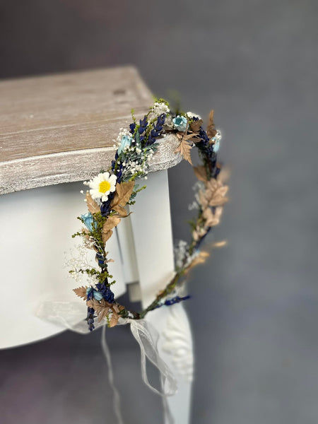 Daisy and bluebell flower crown