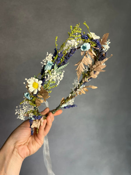 Daisy and bluebell flower crown