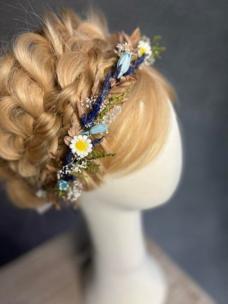 Daisy and bluebell flower crown