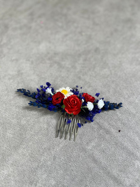 Lavender and poppy flower comb