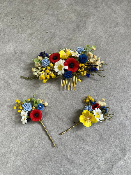 Folk wedding set of comb and hairpins