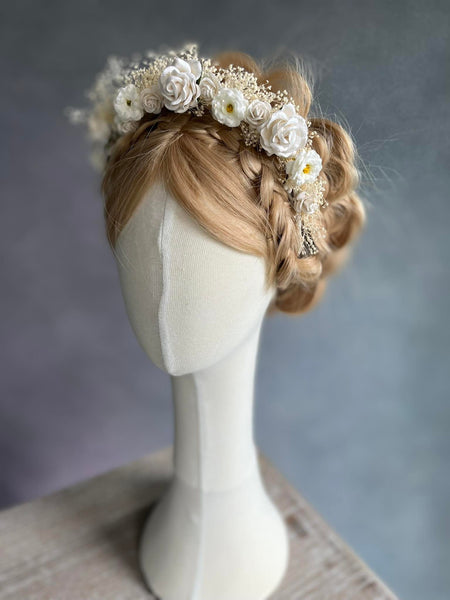 Ivory flower headband with roses