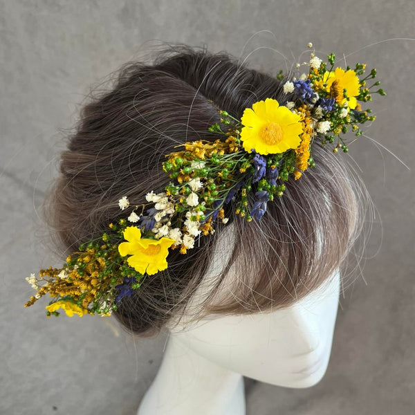 Yellow summer wedding flower crown