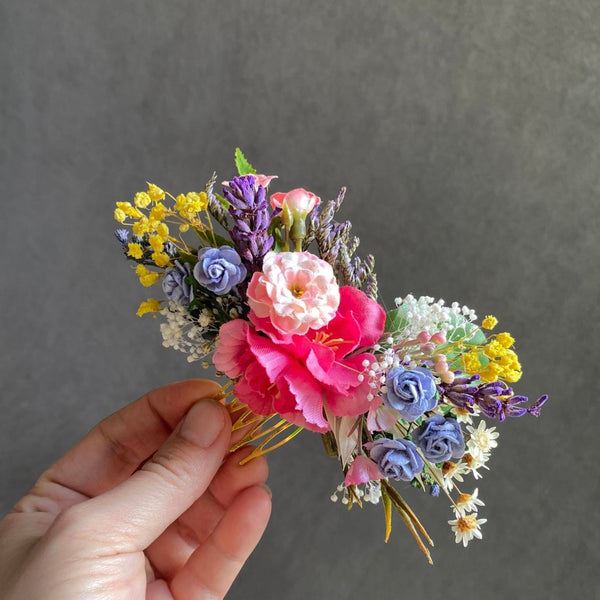 Colourful flower hair comb