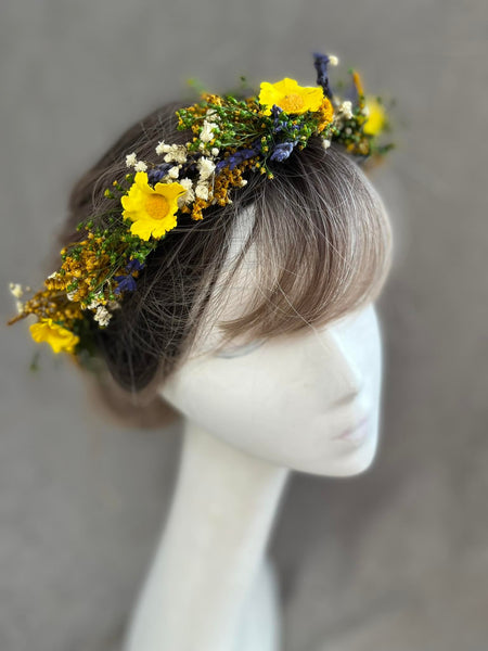 Yellow summer wedding flower crown
