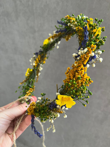 Yellow summer wedding flower crown