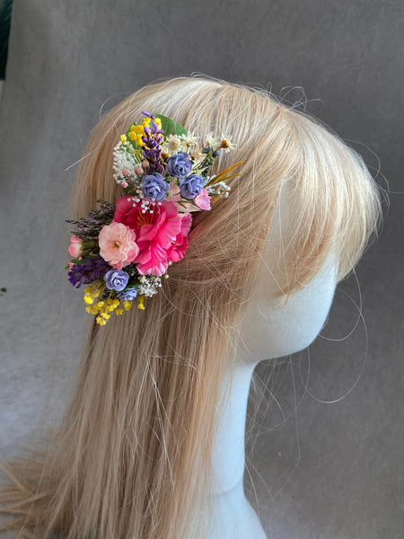 Colourful flower hair comb