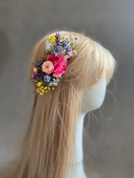 Colourful flower hair comb
