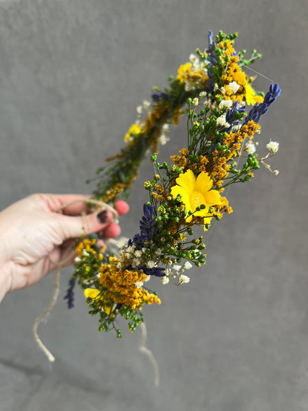 Yellow summer wedding flower crown