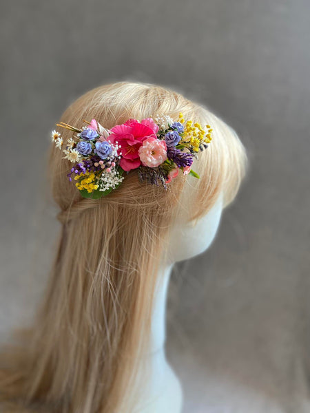 Colourful flower hair comb
