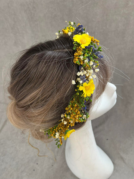 Yellow summer wedding flower crown