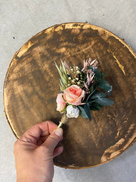 Pink and peach flower boutonniere