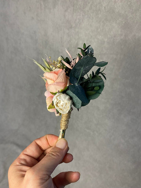 Pink and peach flower boutonniere