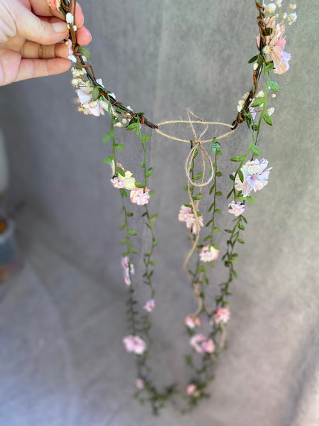 Blush flower hair crown with vines