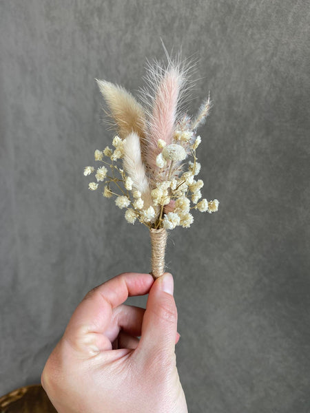 Natural boho rustic boutonnieres