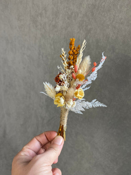 Natural boho rustic boutonnieres