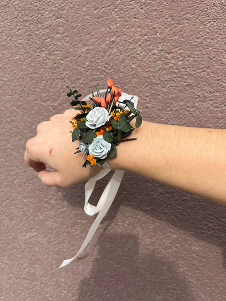 Burnt orange autumn flower wreath
