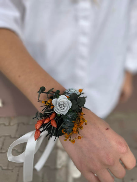 Burnt orange autumn flower wreath