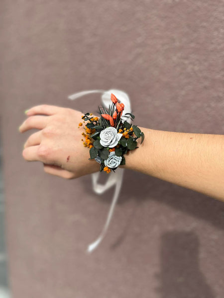 Burnt orange autumn flower wreath