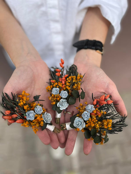 Burnt orange autumn flower wreath