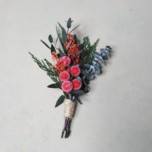 Winter hair comb with frozen berries