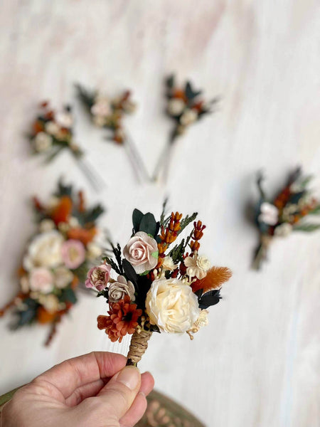 Terracotta autumn flower wedding set