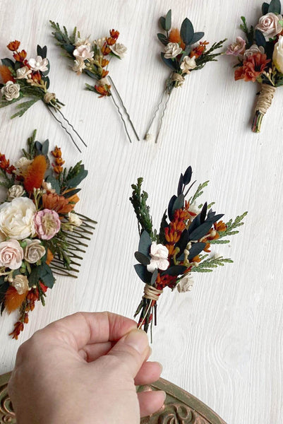 Terracotta autumn flower wedding set