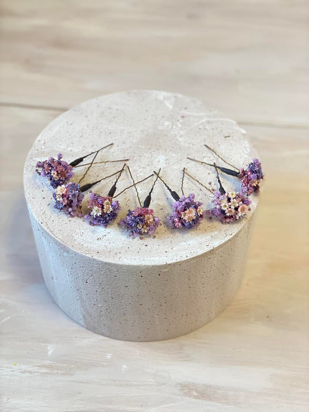 Purple and pink dried flower hairpins