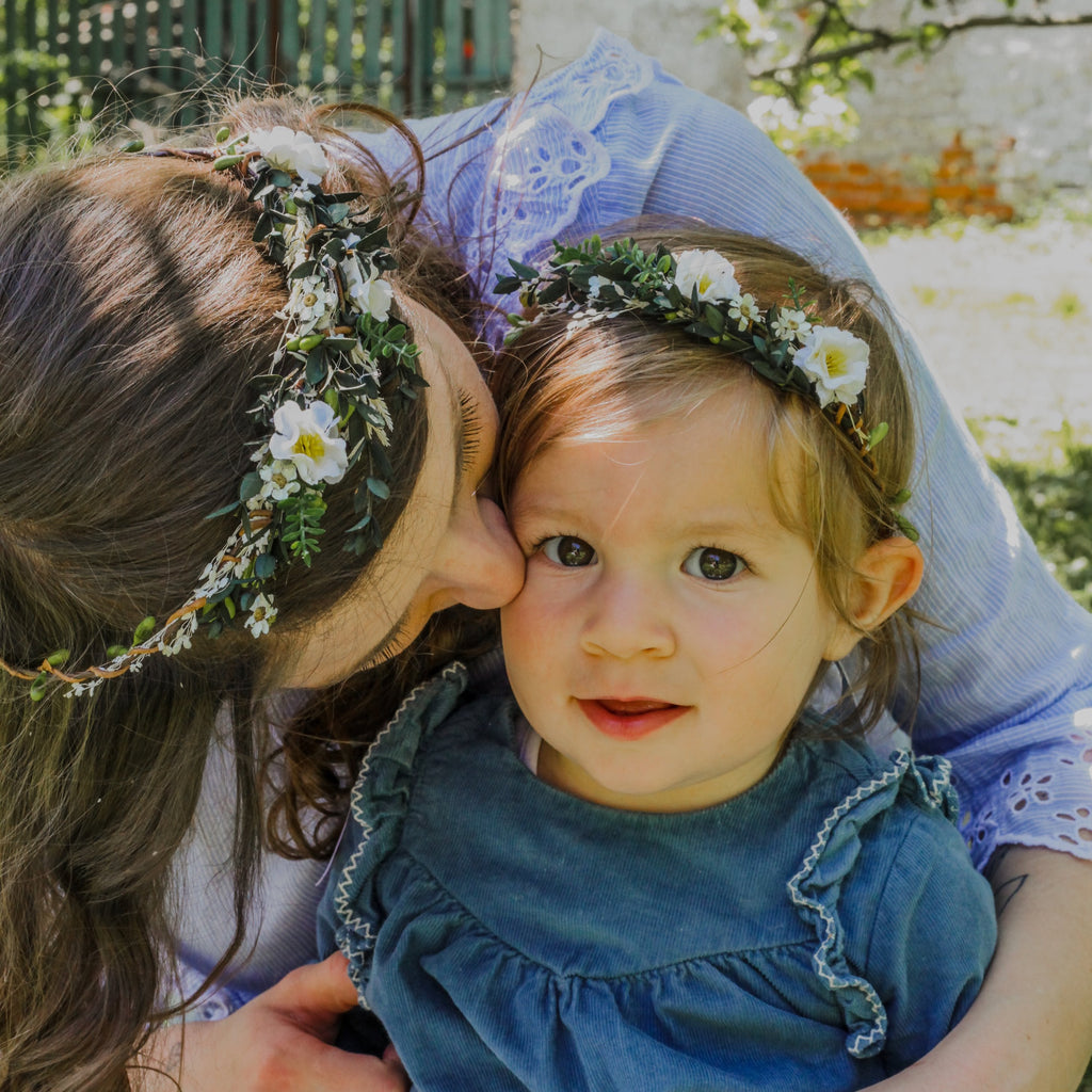 Mommy and me flower crowns Matching set of hair wreaths for mum and daughter Family photoshoot Flower girl wreath Bridal greenery wreath