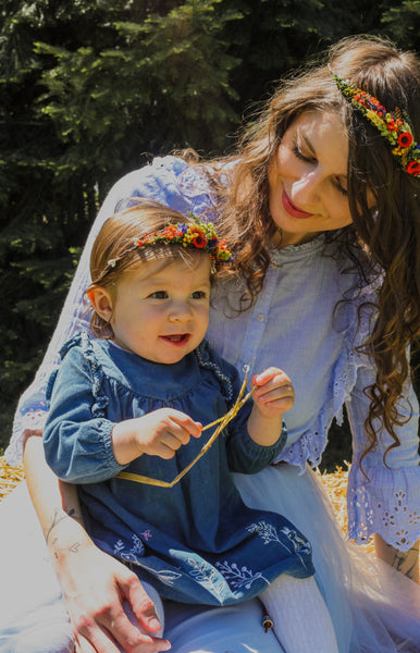 Folk Mommy and Me flower crowns Matching set of hair wreaths for mum and daughter Family photoshoot Flower girl wreath Bridal meadow wreath