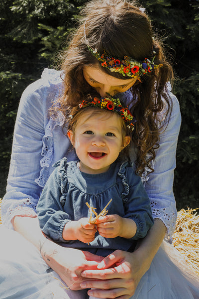 Folk Mommy and Me flower crowns Matching set of hair wreaths for mum and daughter Family photoshoot Flower girl wreath Bridal meadow wreath