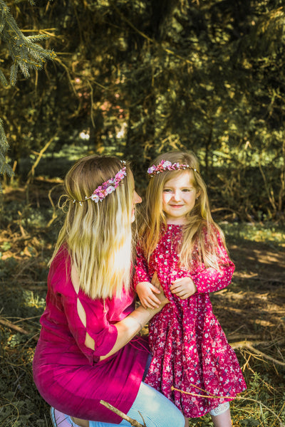 Romantic matching hair crowns Set of mummy and me crowns Wedding wreaths Flower girl headpiece Hair wreath for daughter 1st birthday crown