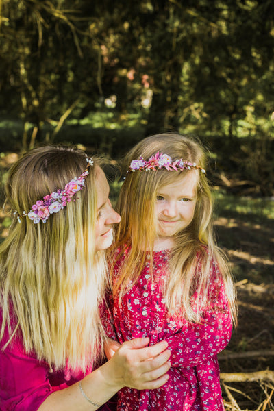 Romantic matching hair crowns Set of mummy and me crowns Wedding wreaths Flower girl headpiece Hair wreath for daughter 1st birthday crown