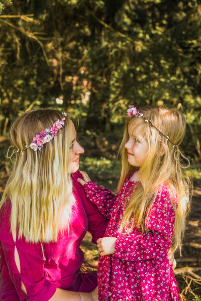 Romantic matching hair crowns Set of mummy and me crowns Wedding wreaths Flower girl headpiece Hair wreath for daughter 1st birthday crown