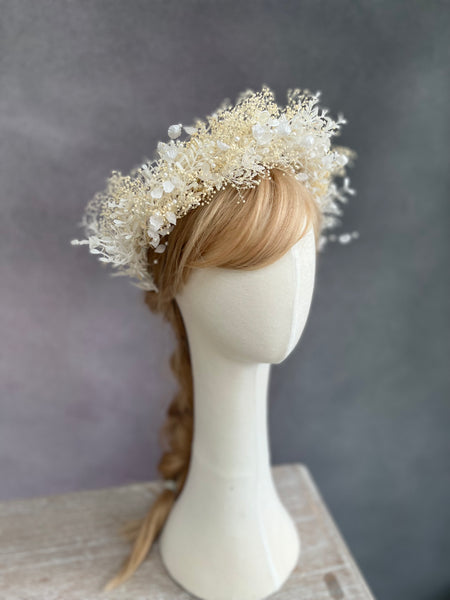 Bridal ivory and white crown with pearls