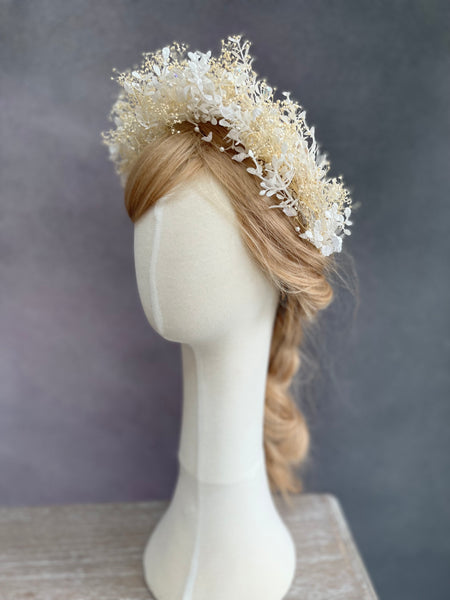 Bridal ivory and white crown with pearls