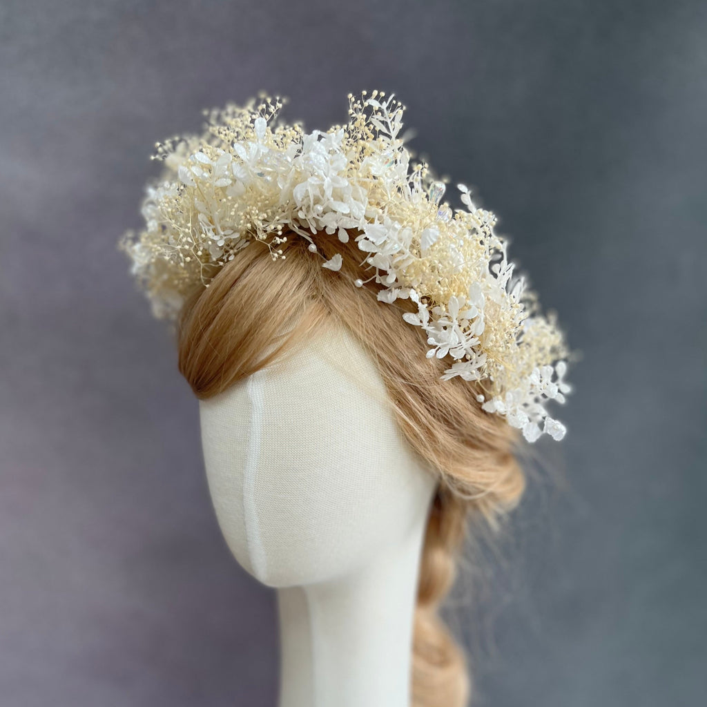 Bridal ivory and white crown with pearls
