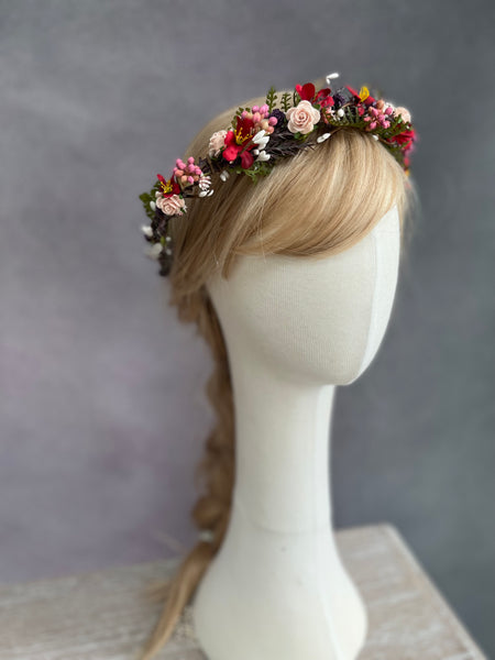 Wedding flower crown with roses