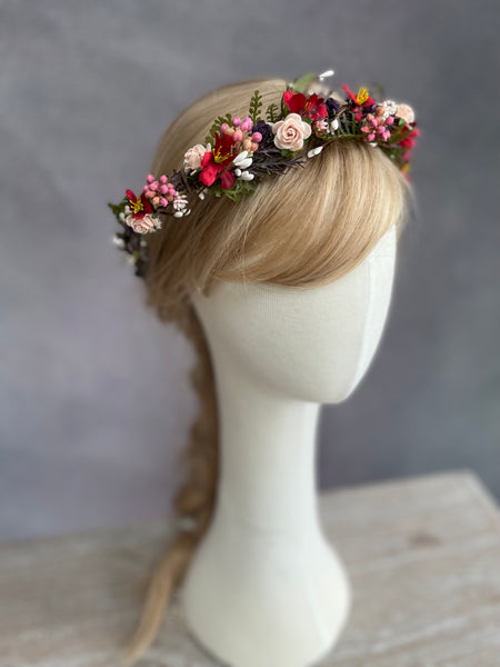 Wedding flower crown with roses