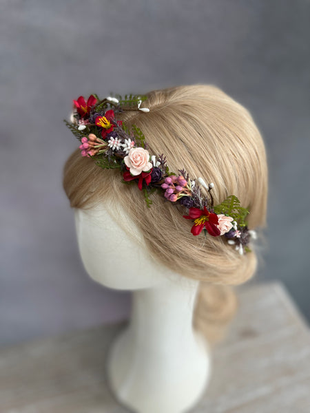 Wedding flower crown with roses