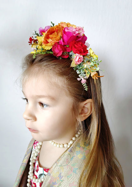 Kids fuchsia flower headband