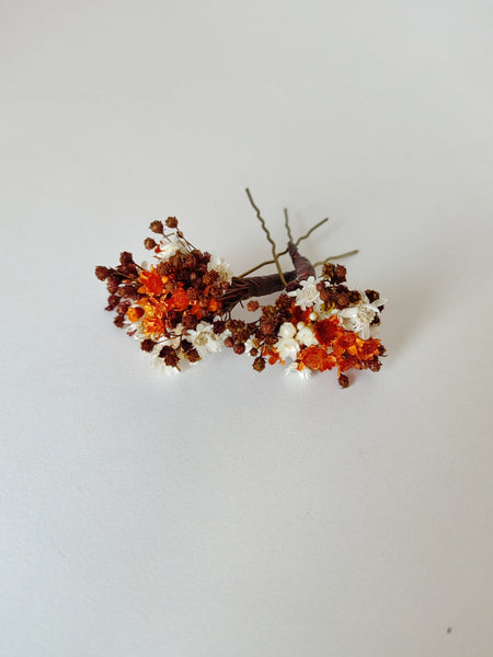 Fall dried burnt orange rusty hairpins