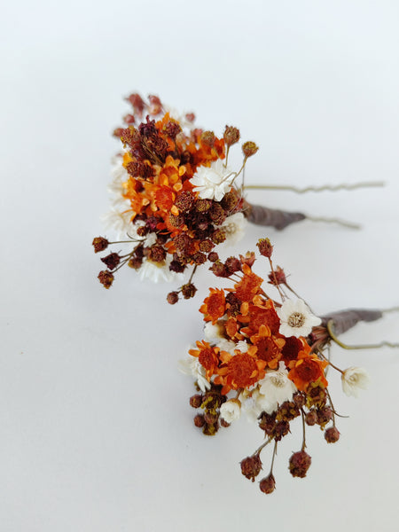 Fall dried burnt orange rusty hairpins