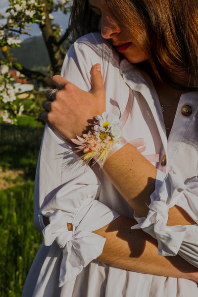 Tropical summer bracelets Bridal flower bracelet Exotic wedding jewellery Flower wrist corsage Summer colourful bracelet Bride to be Magaela