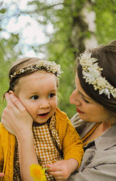 Ivory flower hair crowns Mummy and me wedding crowns Flower girl headpiece Matching hair wreaths Handmade crowns Customisable Baby headband