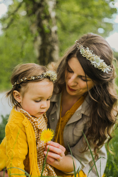 Ivory flower hair crowns Mummy and me wedding crowns Flower girl headpiece Matching hair wreaths Handmade crowns Customisable Baby headband