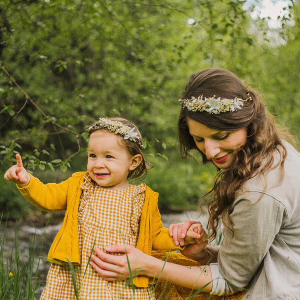 Ivory flower hair crowns Mummy and me wedding crowns Flower girl headpiece Matching hair wreaths Handmade crowns Customisable Baby headband